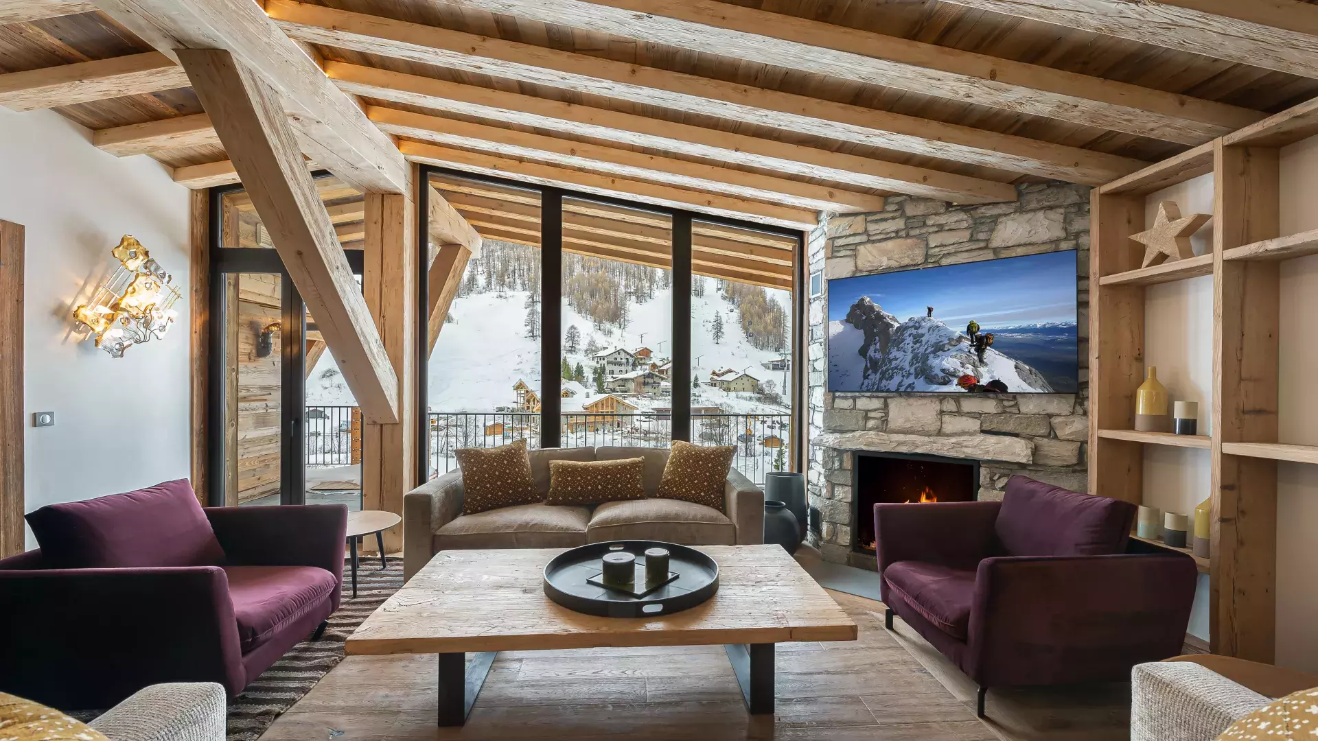 Appartement Penthouse Flèche 1 - Location chalets Covarel - Val d'Isère Alpes - France - Salon