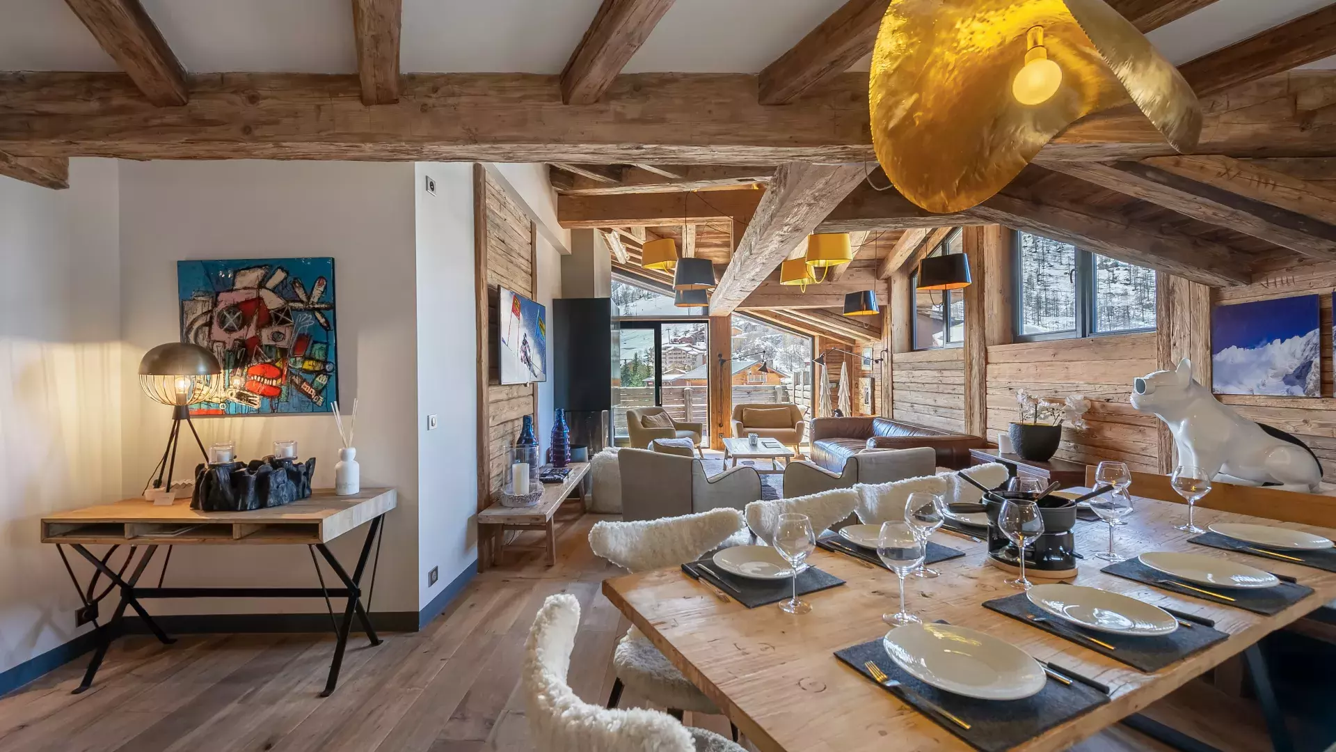 Appartement Penthouse Savoie 1 - Location chalets Covarel - Val d'Isère Alpes - France - Séjour