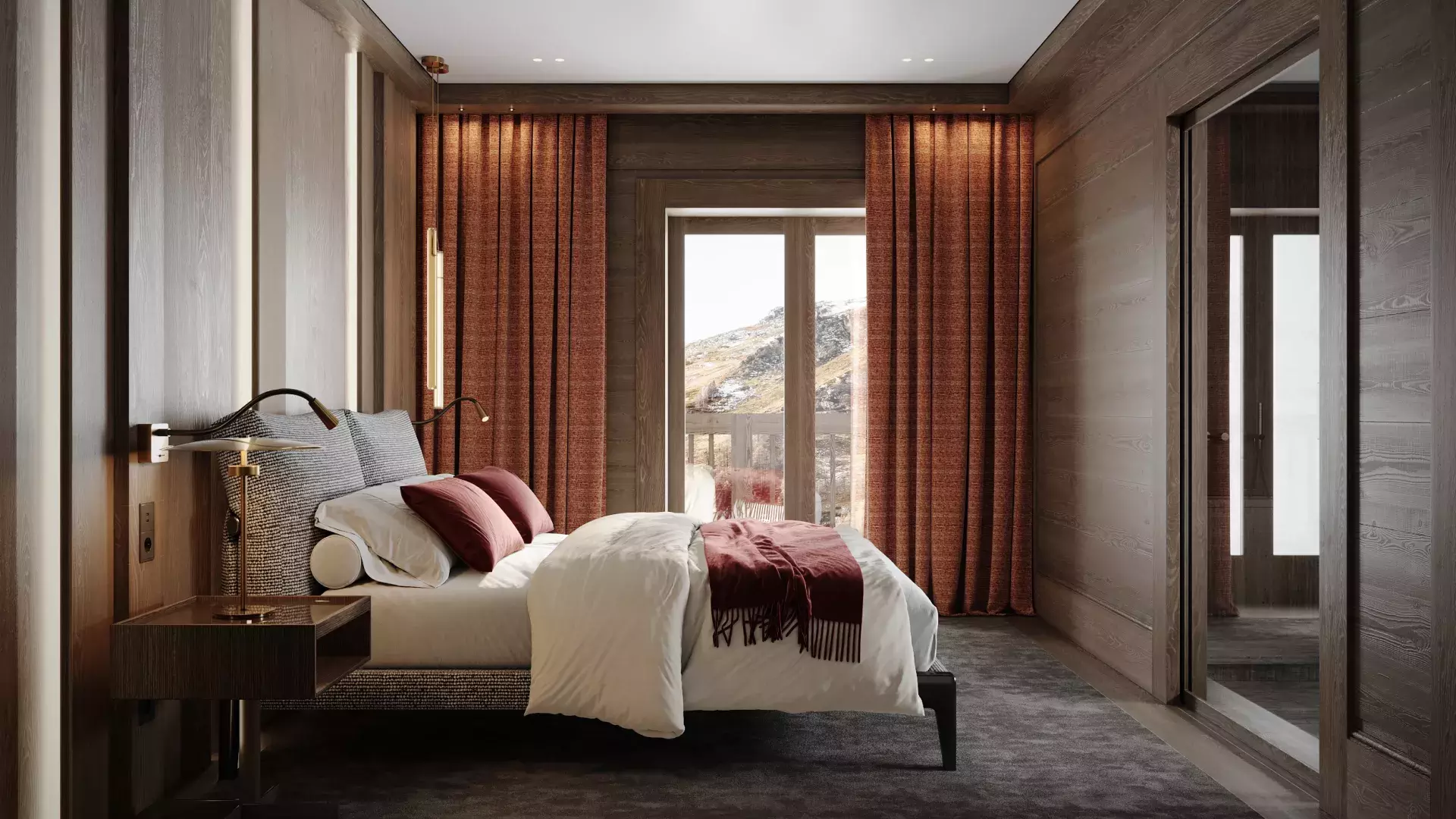 Penthouse le Cinq - Photo de la chambre double avec vue sur la fenêtre