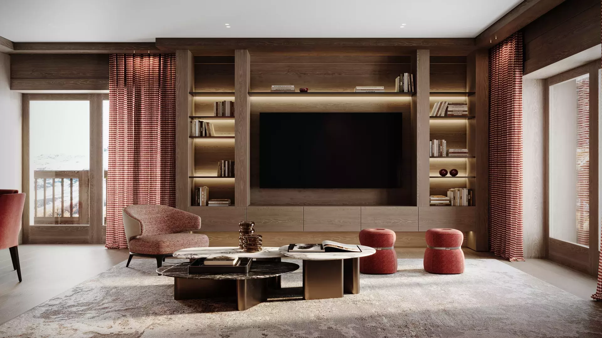 Penthouse le Cinq - Photo du séjour avec vue du coin télévision