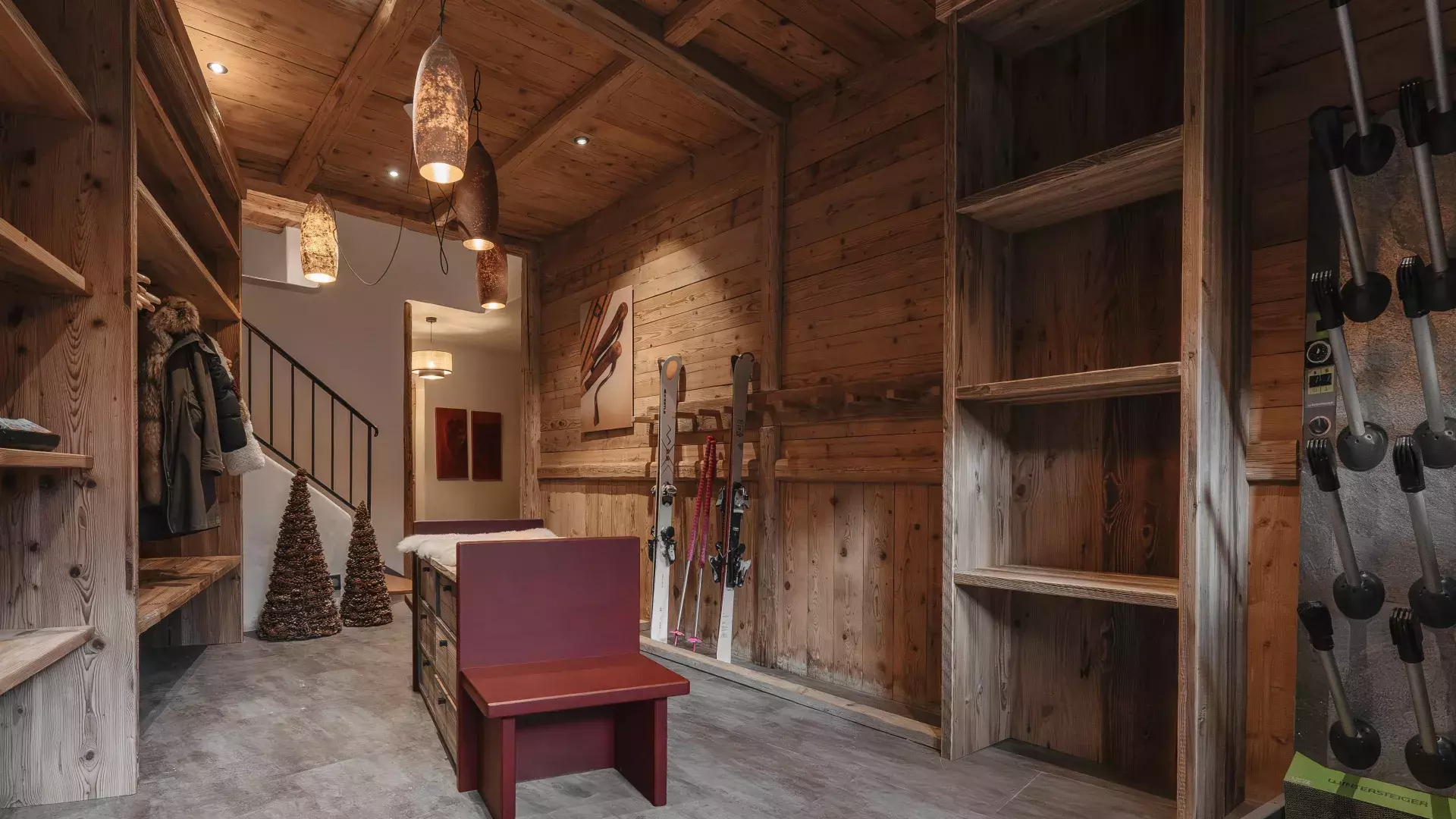 Vue du ski-room du chalet Alice