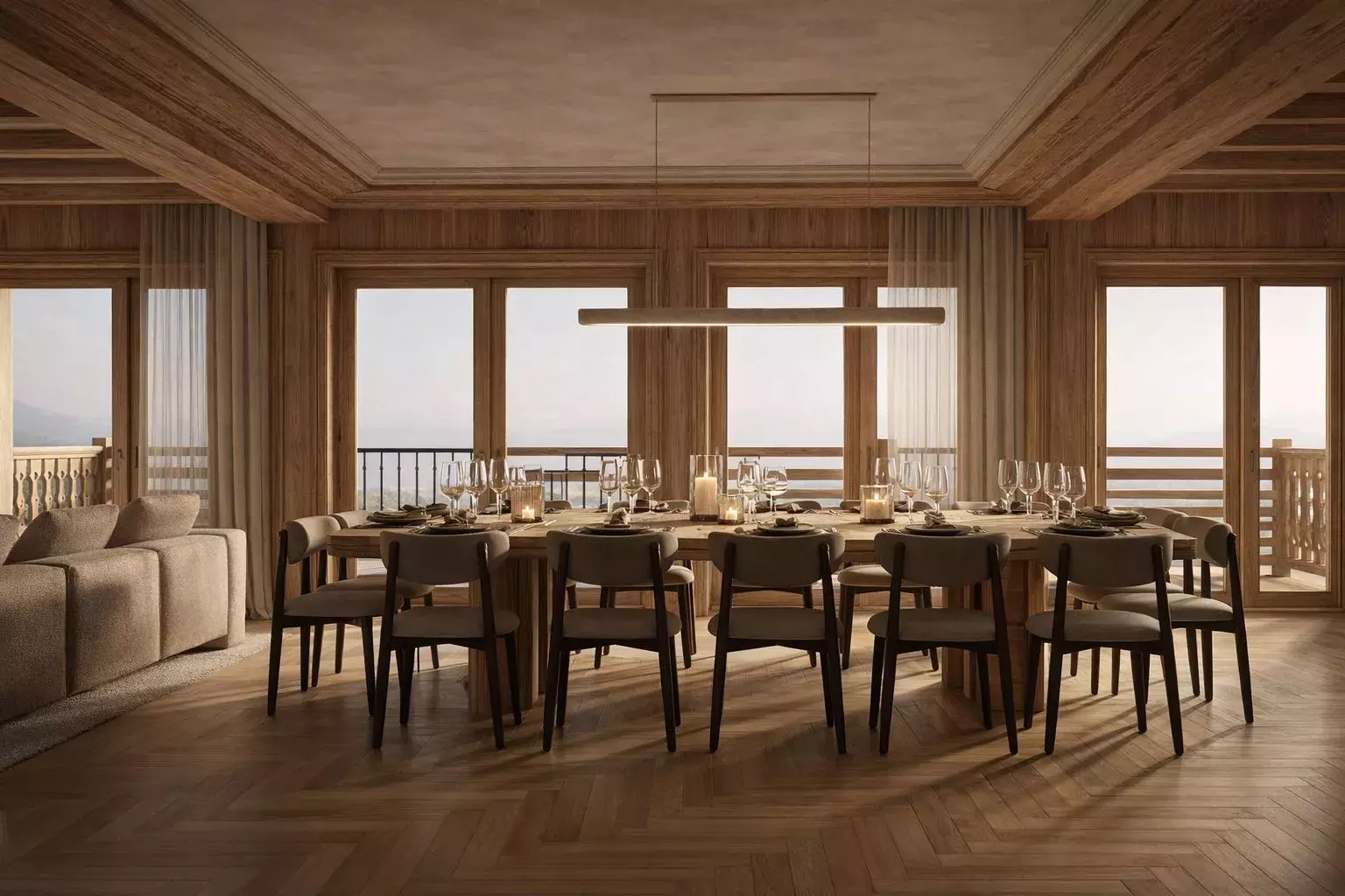 Rendu 3D de la salle à manger de l'appartement Jacob
