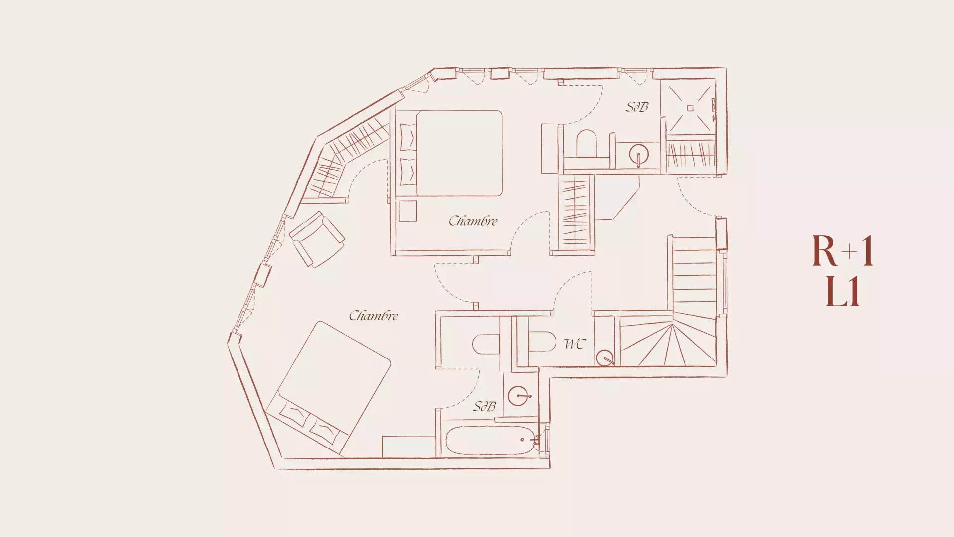 Plan du Chalet Lièvre Blanc R+1